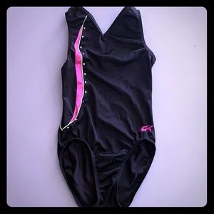 GK Black Pink Studded Leotard. Child’s Large GUC!